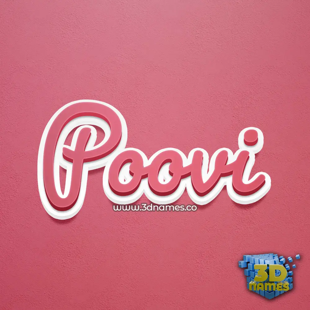 poovi in Red Scribble style - 3D name wallpaper