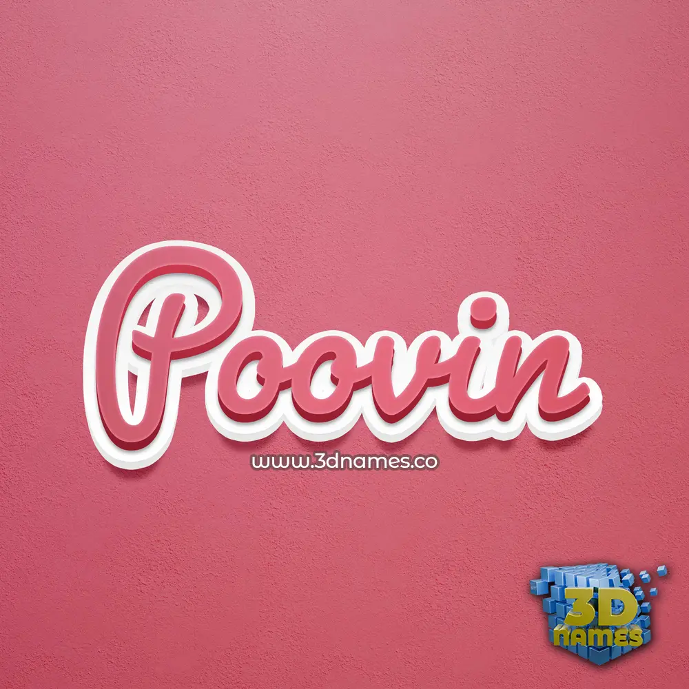poovin in Red Scribble style - 3D name wallpaper