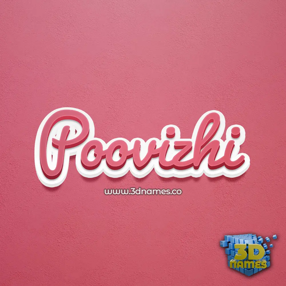 poovizhi in Red Scribble style - 3D name wallpaper
