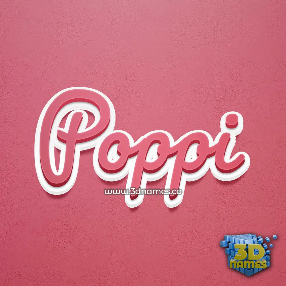 poppi in Red Scribble style - 3D name wallpaper