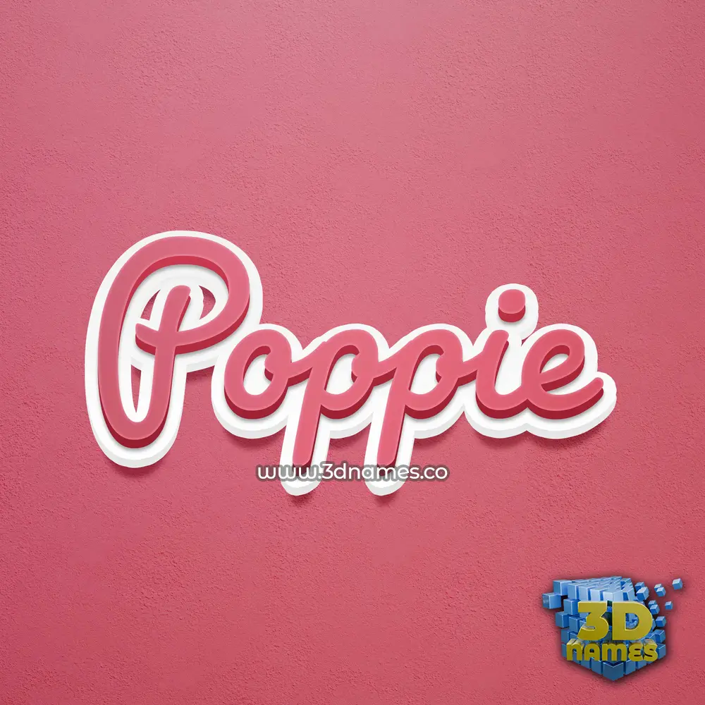 poppie in Red Scribble style - 3D name wallpaper