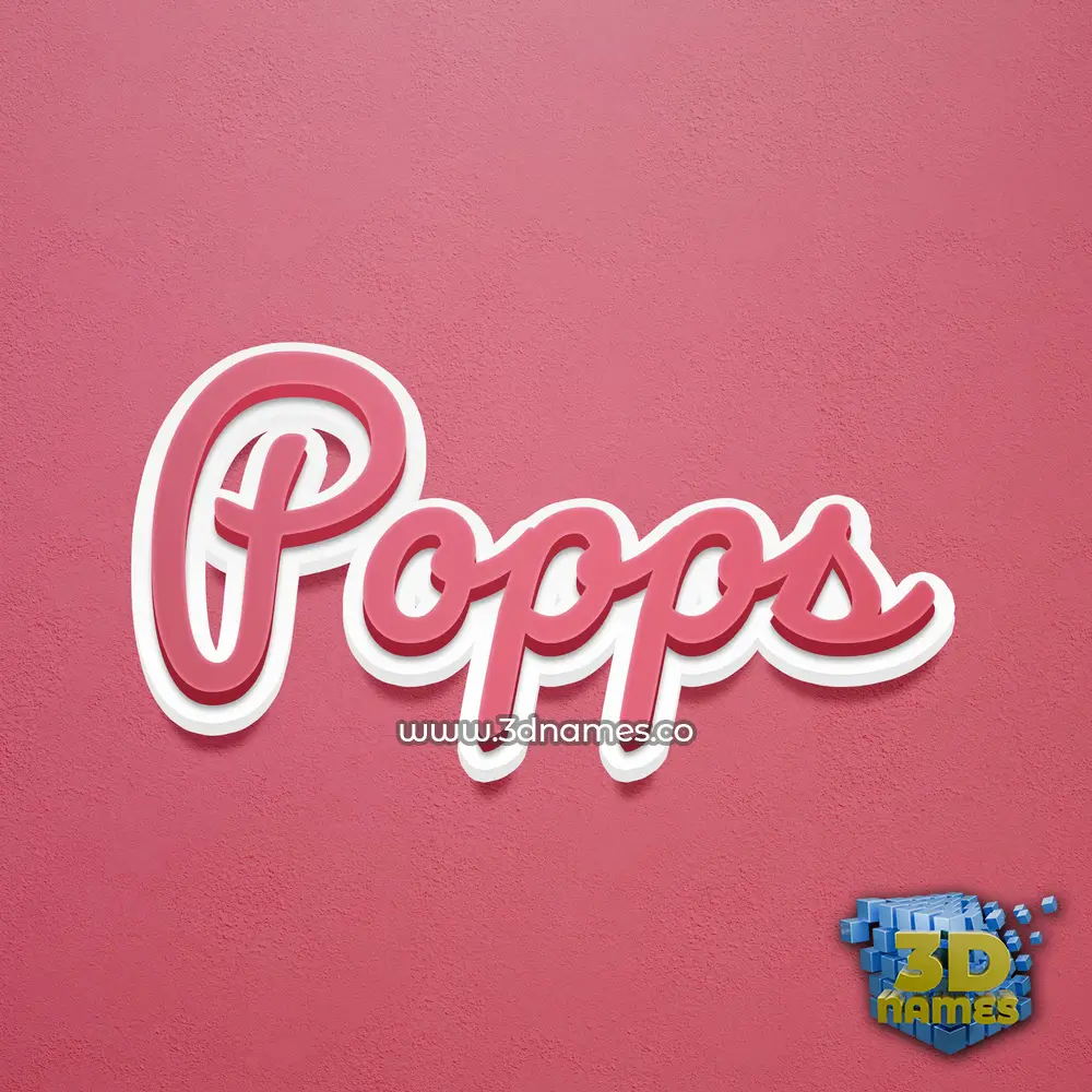 popps in Red Scribble style - 3D name wallpaper