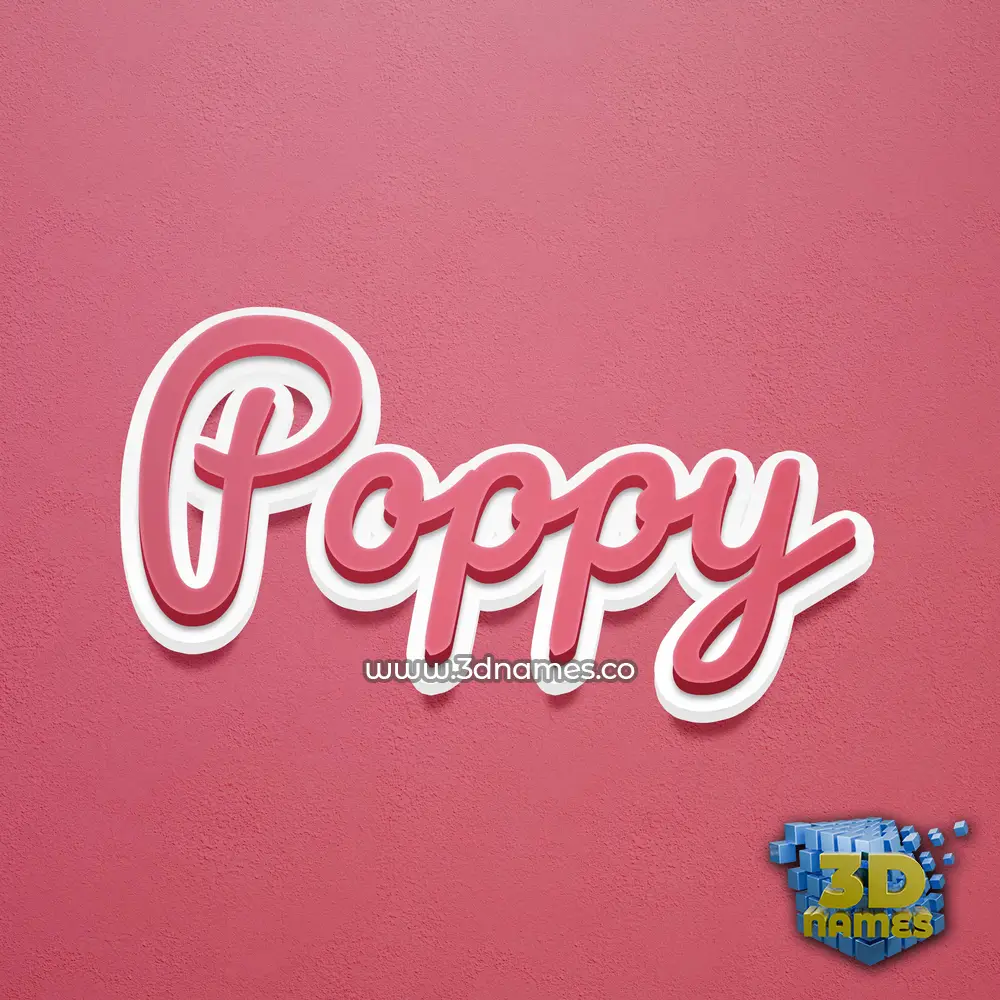 poppy in Red Scribble style - 3D name wallpaper