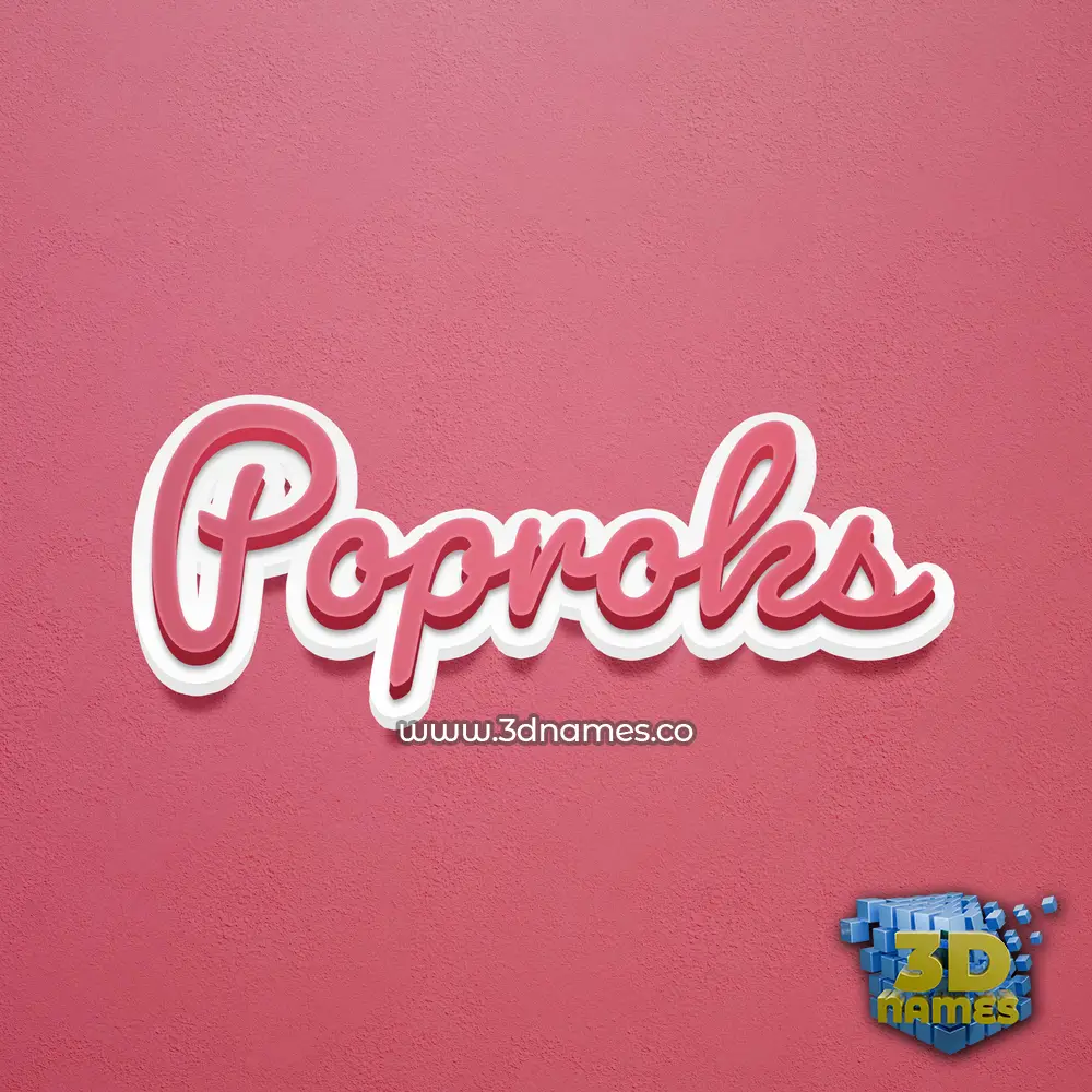 poproks in Red Scribble style - 3D name wallpaper