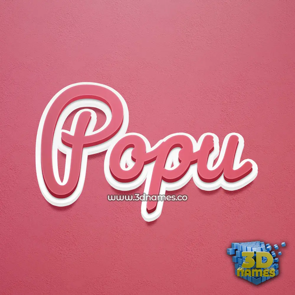 popu in Red Scribble style - 3D name wallpaper