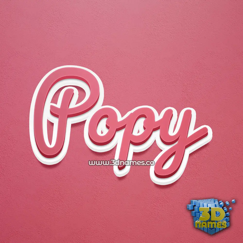 popy in Red Scribble style - 3D name wallpaper