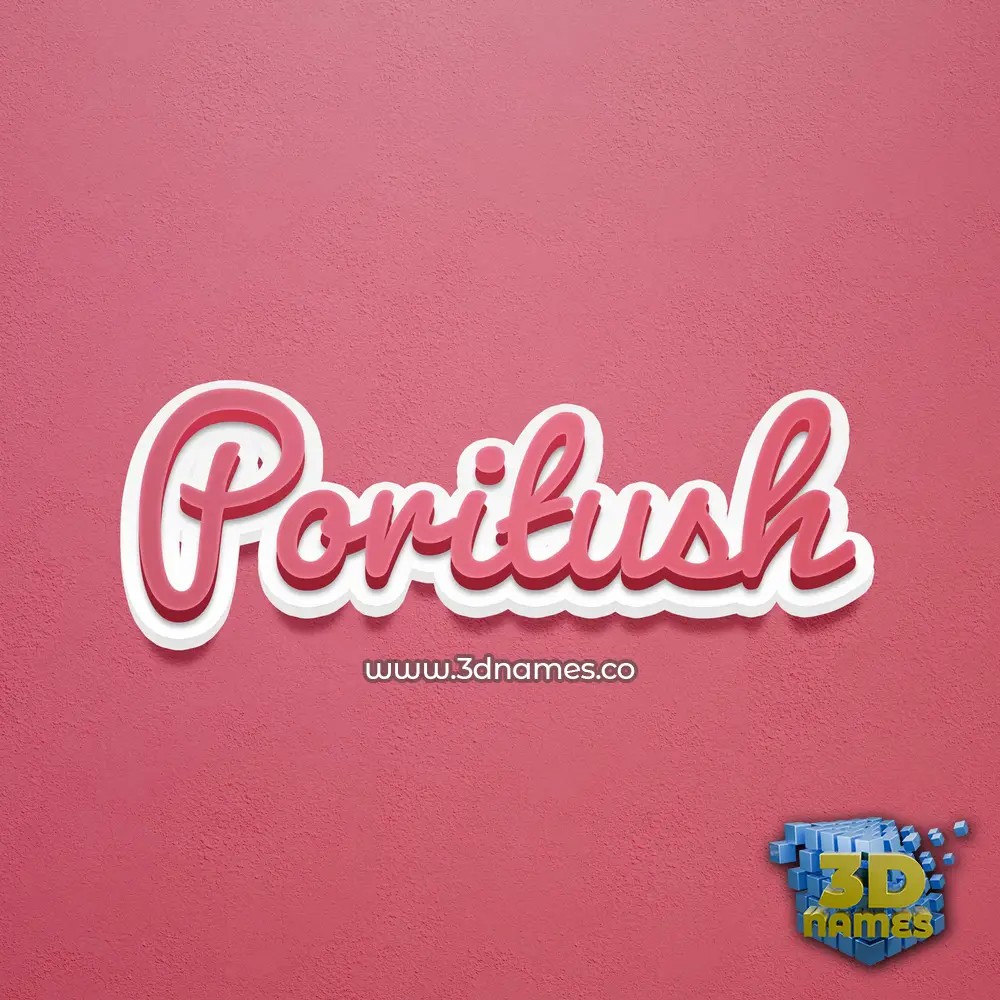 poritush in Red Scribble style - 3D name wallpaper