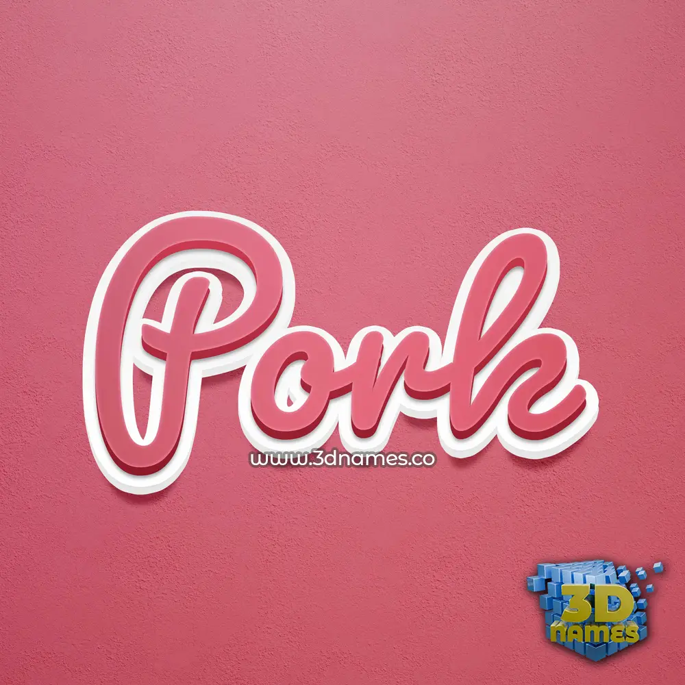 pork in Red Scribble style - 3D name wallpaper