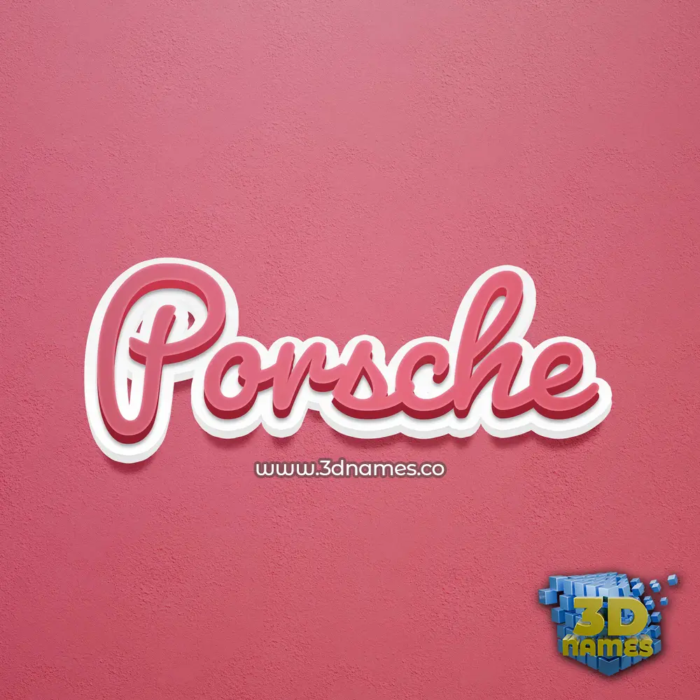porsche in Red Scribble style - 3D name wallpaper