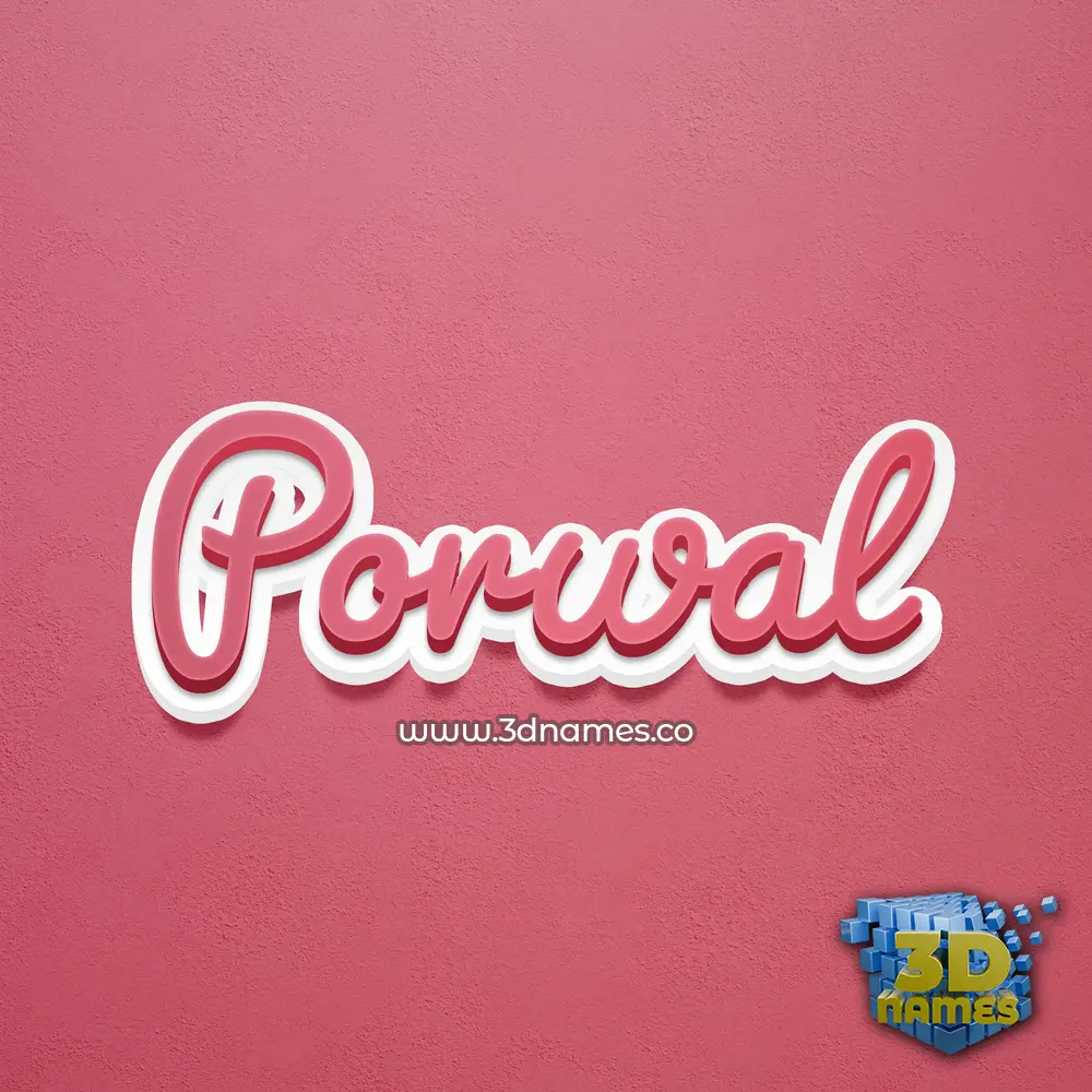 porwal in Red Scribble style - 3D name wallpaper