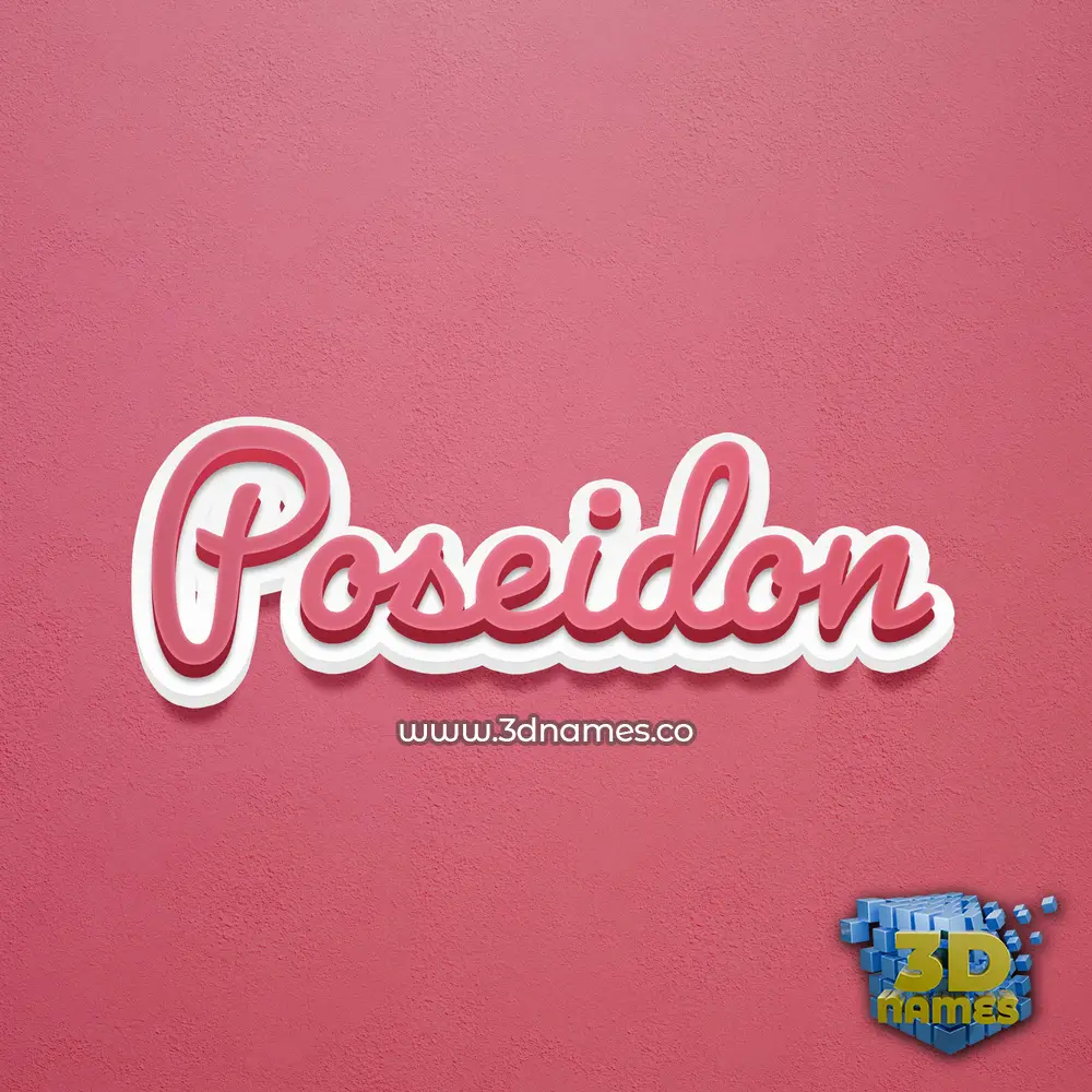 poseidon in Red Scribble style - 3D name wallpaper