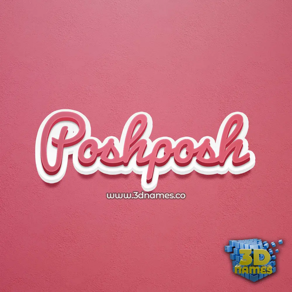 poshposh in Red Scribble style - 3D name wallpaper