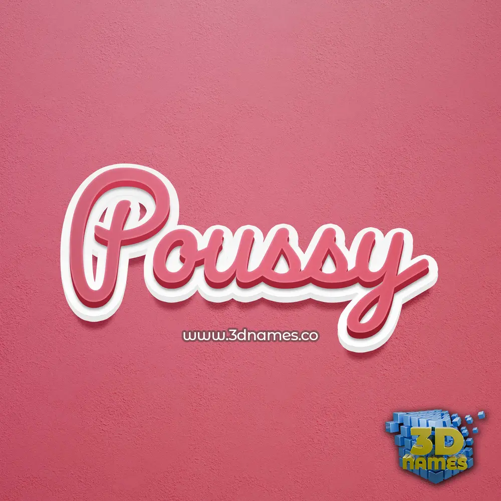 poussy in Red Scribble style - 3D name wallpaper