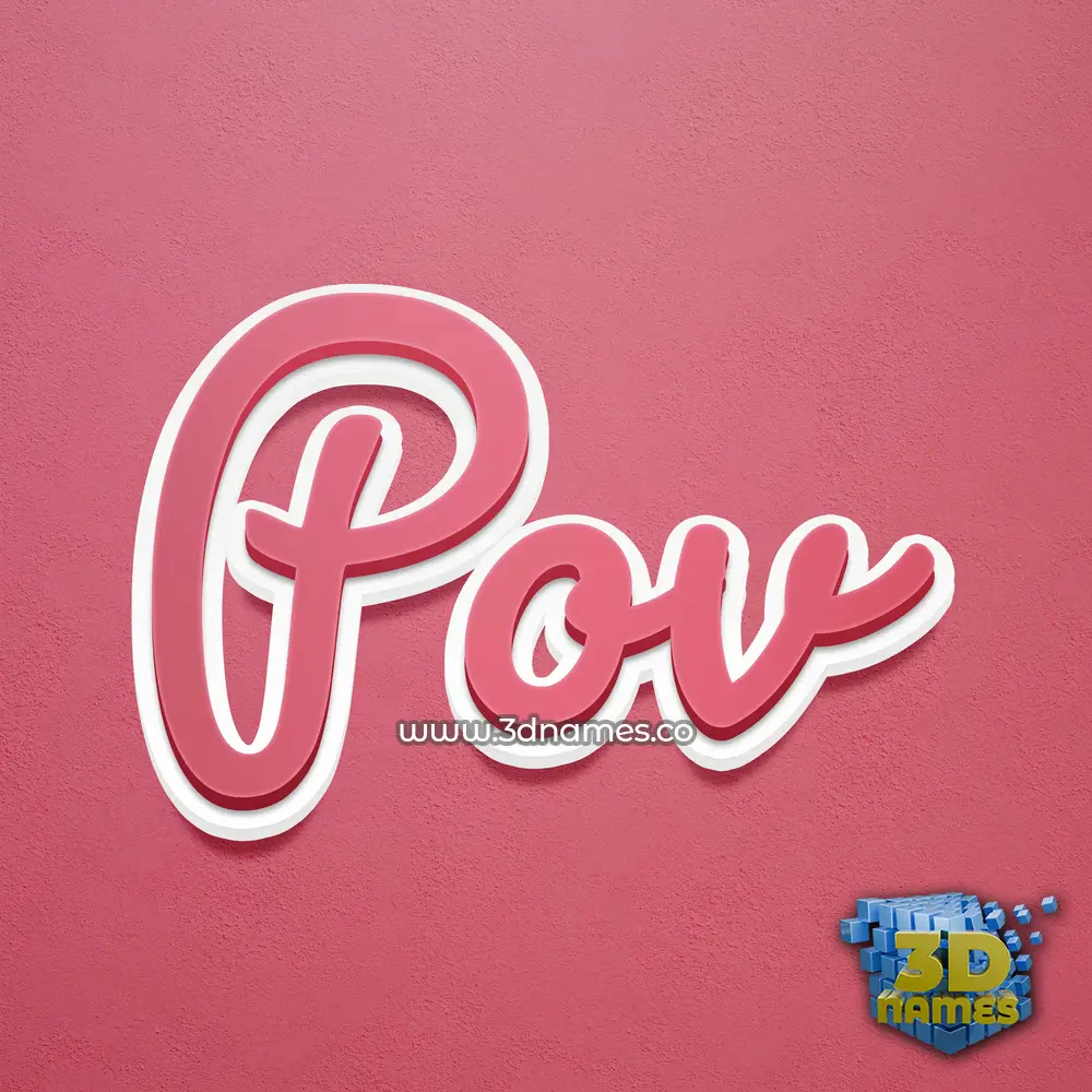 pov in Red Scribble style - 3D name wallpaper
