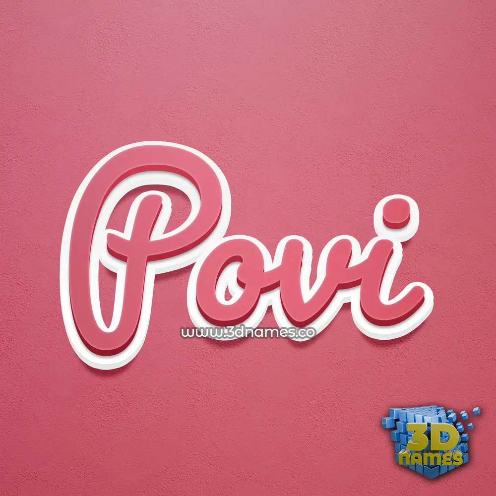 povi in Red Scribble style - 3D name wallpaper