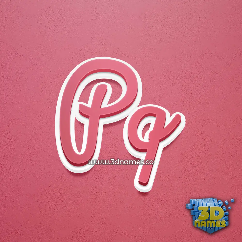 pq in Red Scribble style - 3D name wallpaper