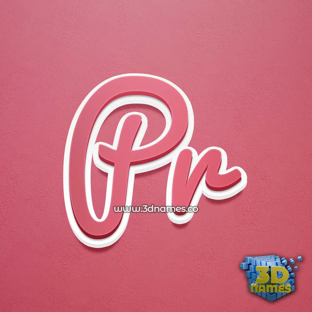 pr in Red Scribble style - 3D name wallpaper