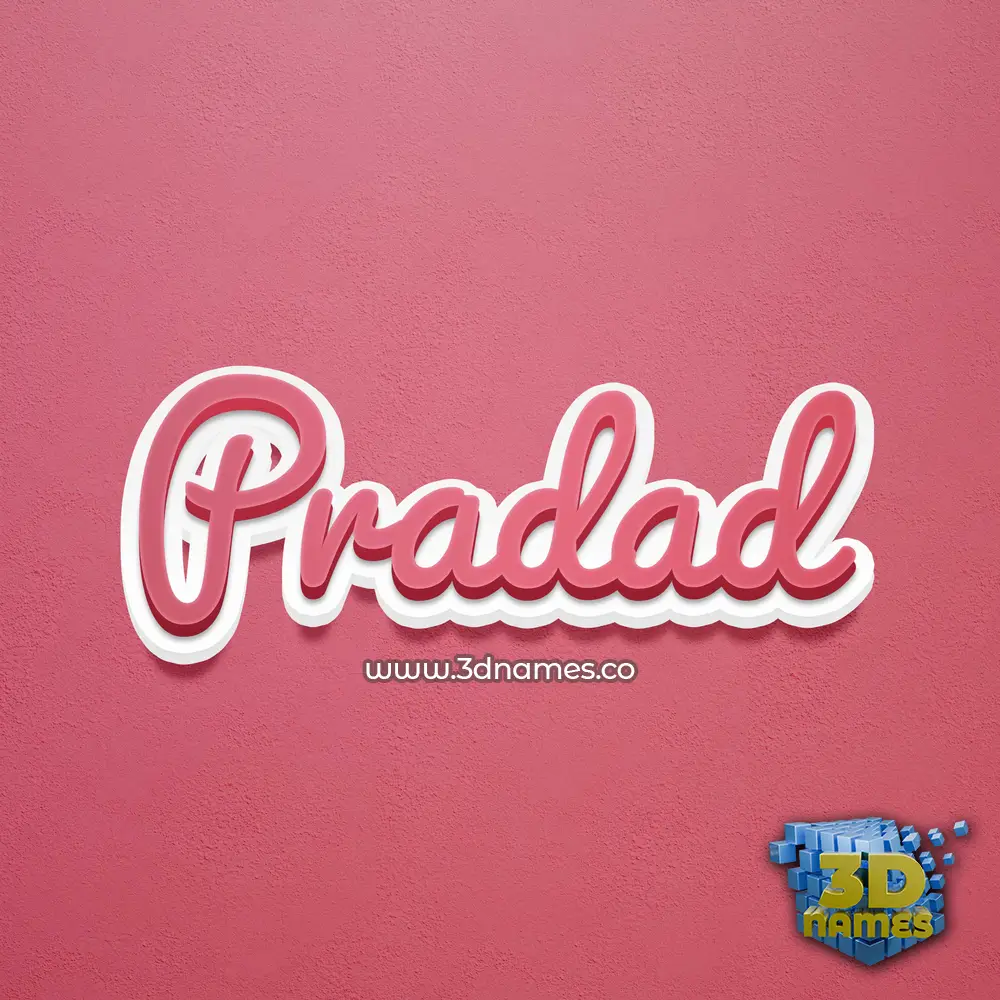 pradad in Red Scribble style - 3D name wallpaper