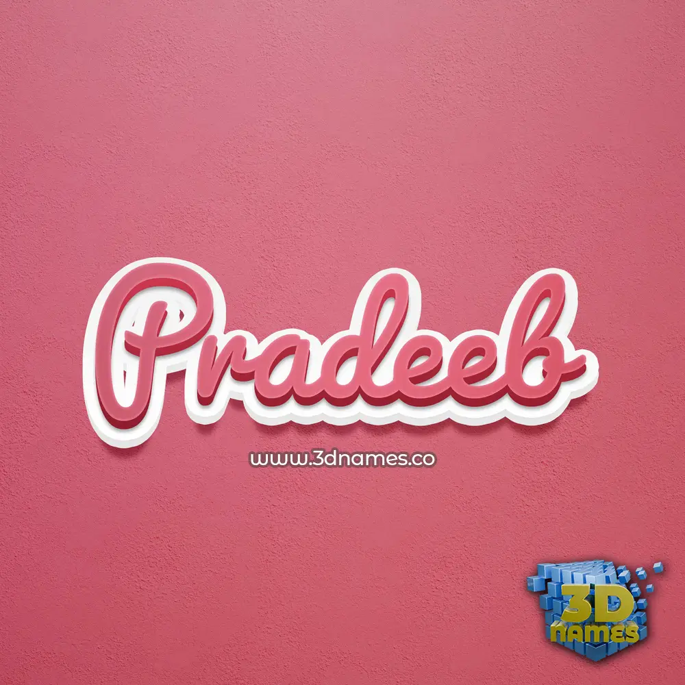 pradeeb in Red Scribble style - 3D name wallpaper