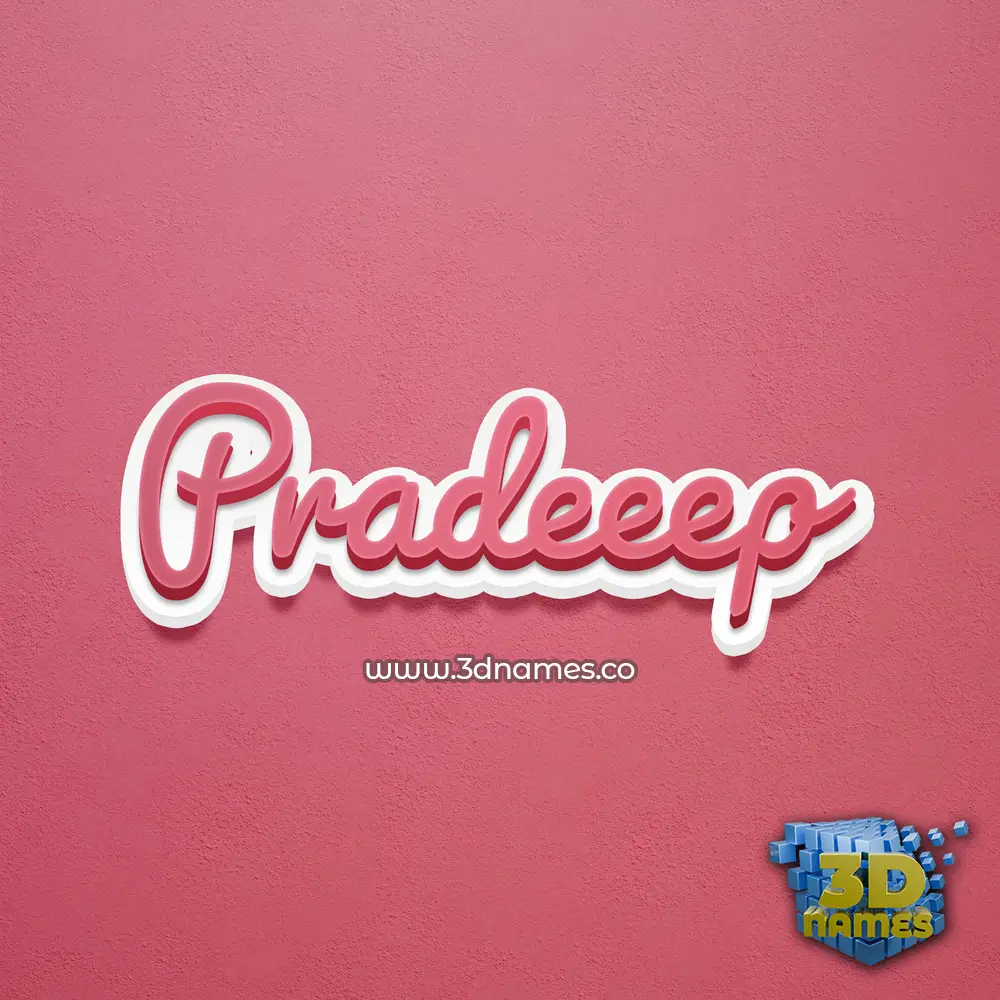 pradeeep in Red Scribble style - 3D name wallpaper