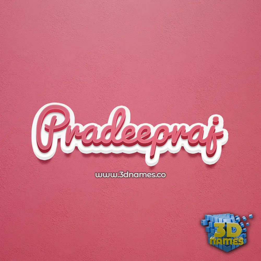 pradeepraj in Red Scribble style - 3D name wallpaper