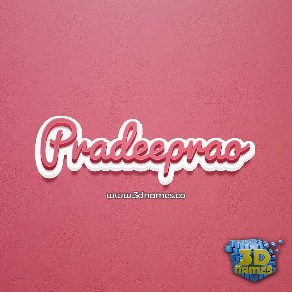pradeeprao in Red Scribble style - 3D name wallpaper