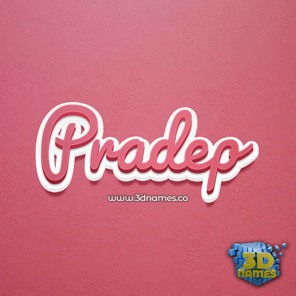 pradep in Red Scribble style - 3D name wallpaper