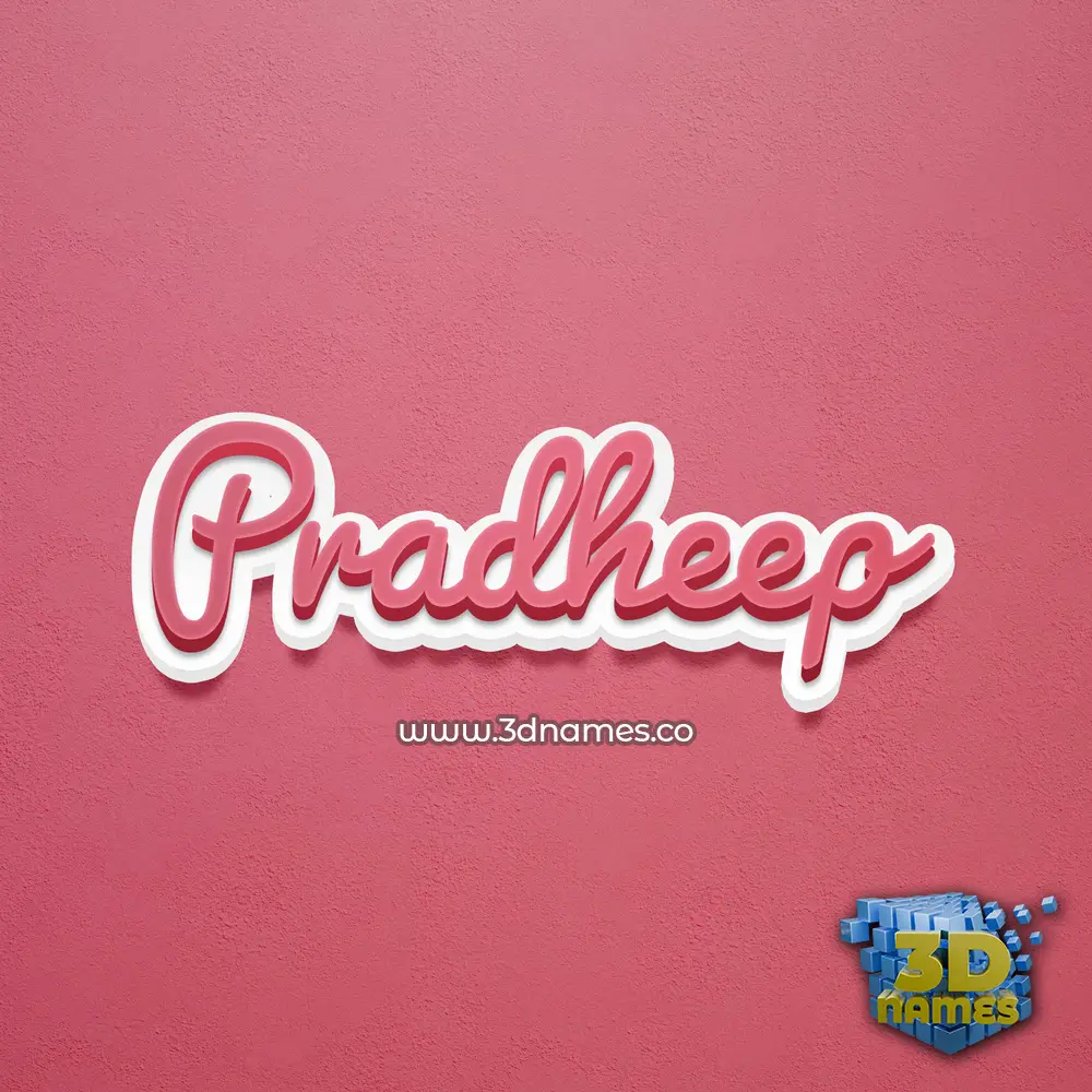 pradheep in Red Scribble style - 3D name wallpaper
