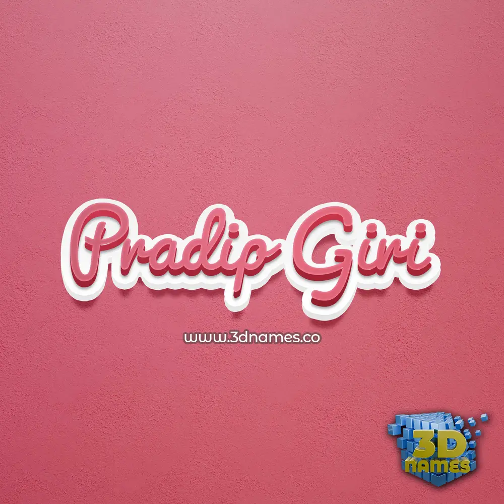 pradip giri in Red Scribble style - 3D name wallpaper