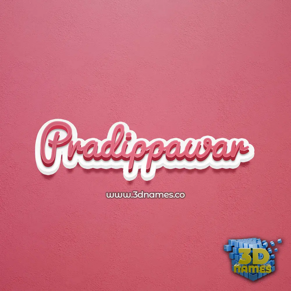 pradippawar in Red Scribble style - 3D name wallpaper
