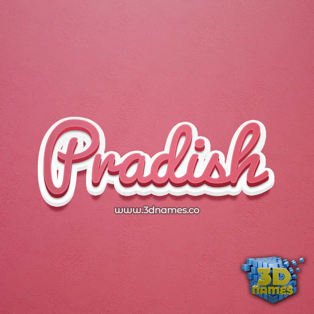 pradish in Red Scribble style - 3D name wallpaper