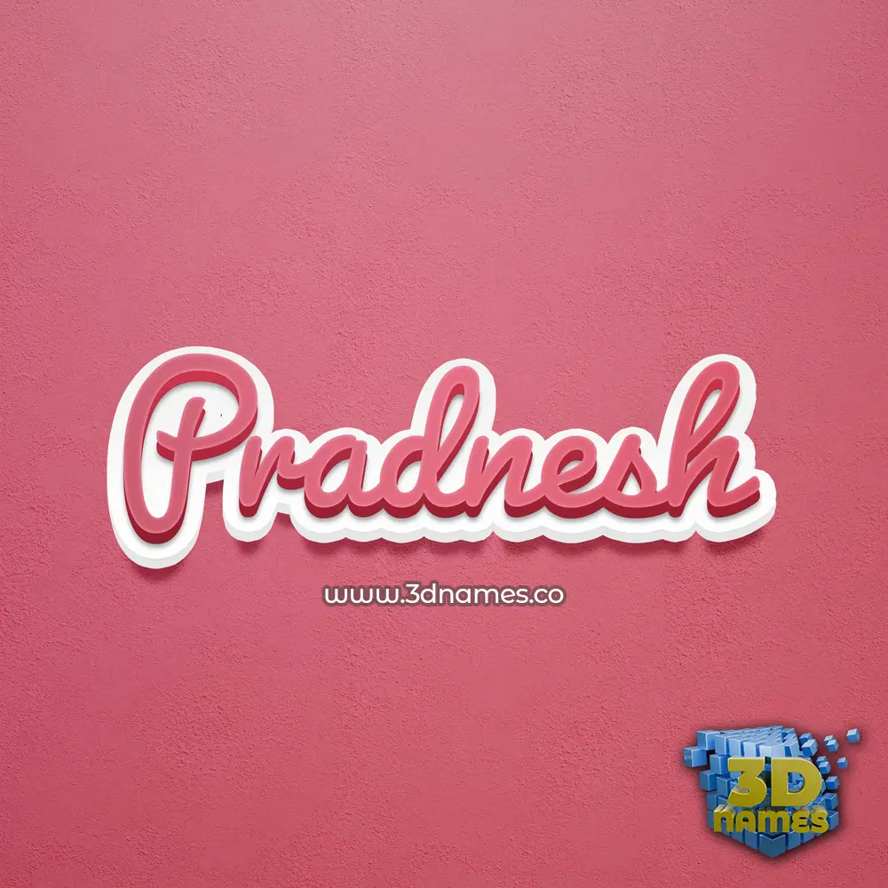 pradnesh in Red Scribble style - 3D name wallpaper