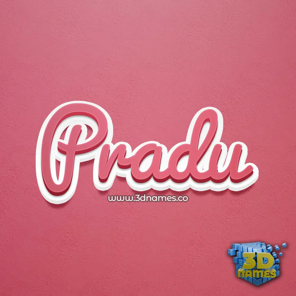 pradu in Red Scribble style - 3D name wallpaper