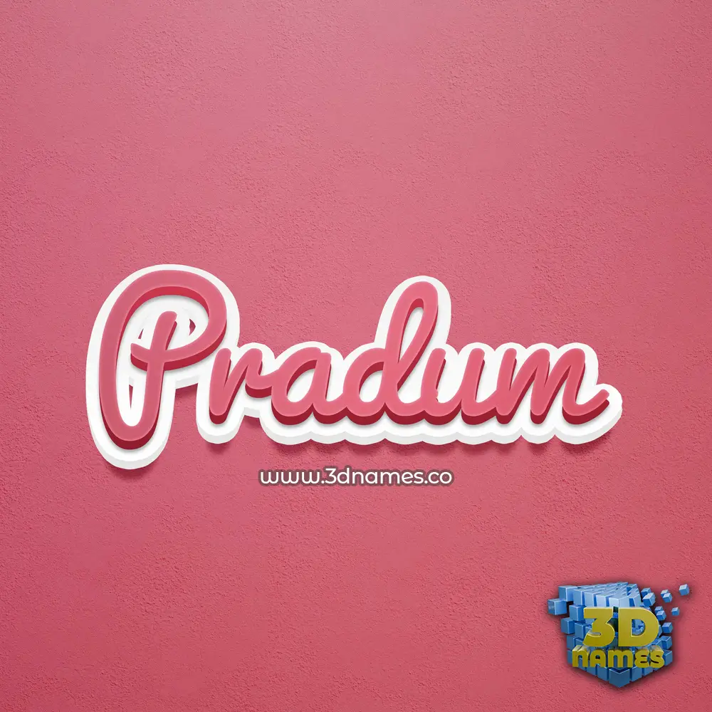 pradum in Red Scribble style - 3D name wallpaper
