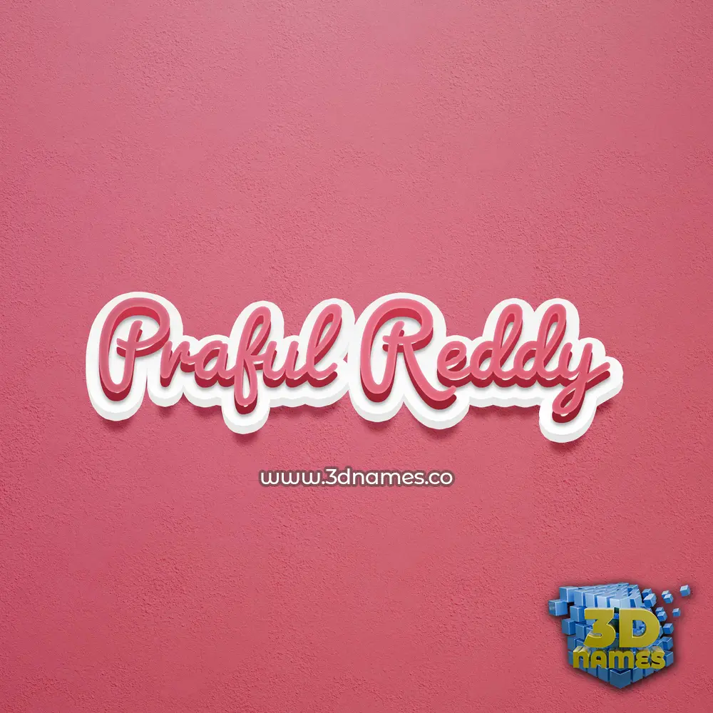 praful reddy in Red Scribble style - 3D name wallpaper