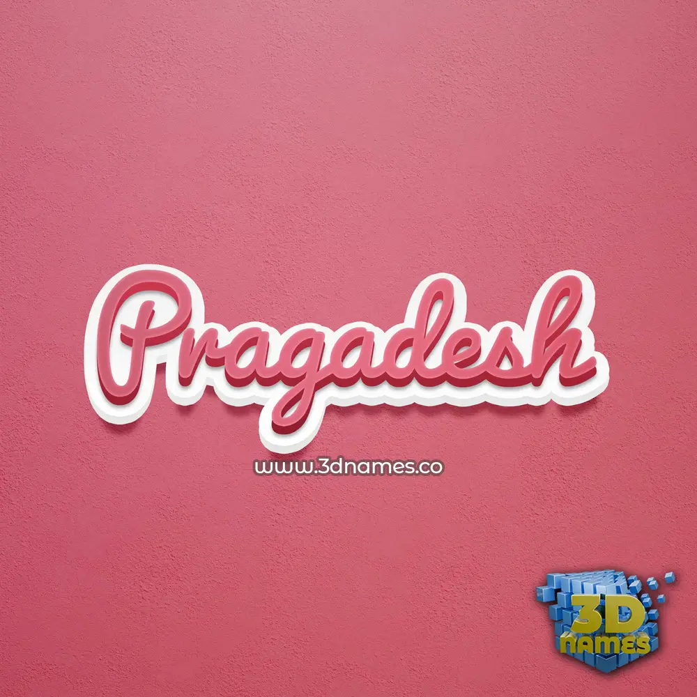 pragadesh in Red Scribble style - 3D name wallpaper
