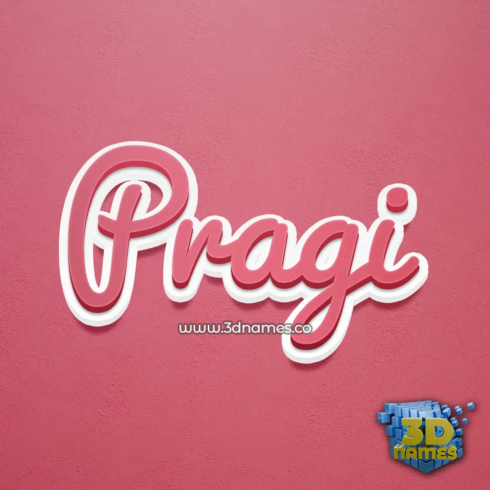 pragi in Red Scribble style - 3D name wallpaper