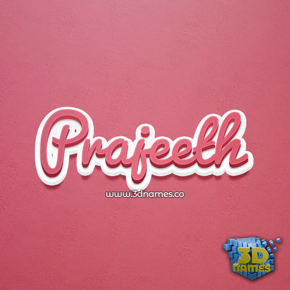 prajeeth in Red Scribble style - 3D name wallpaper