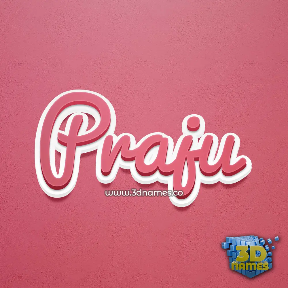 praju in Red Scribble style - 3D name wallpaper