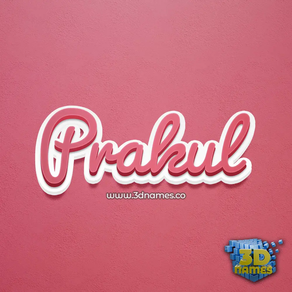 prakul in Red Scribble style - 3D name wallpaper