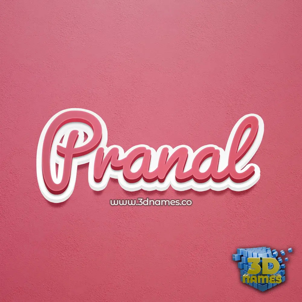 pranal in Red Scribble style - 3D name wallpaper