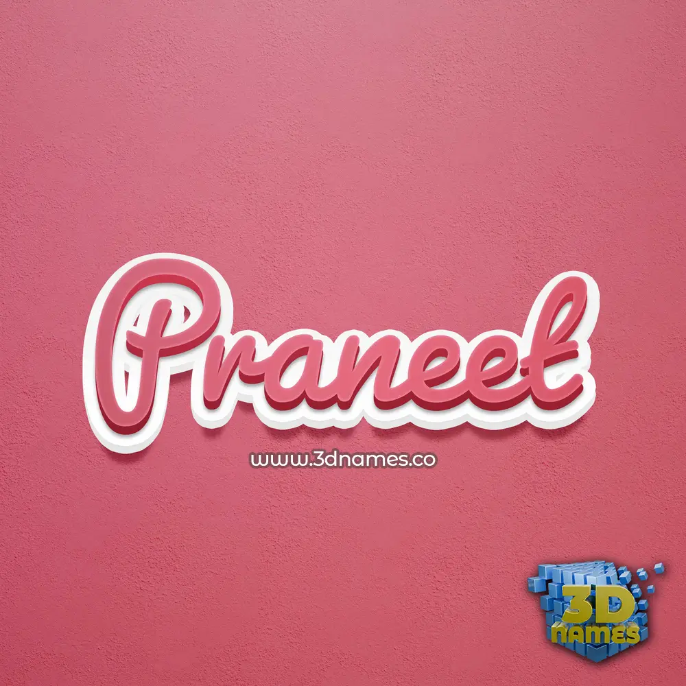 praneet in Red Scribble style - 3D name wallpaper