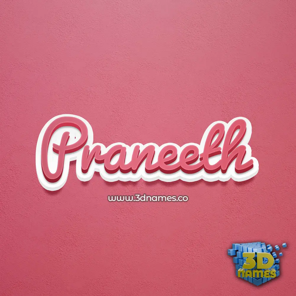 praneeth in Red Scribble style - 3D name wallpaper