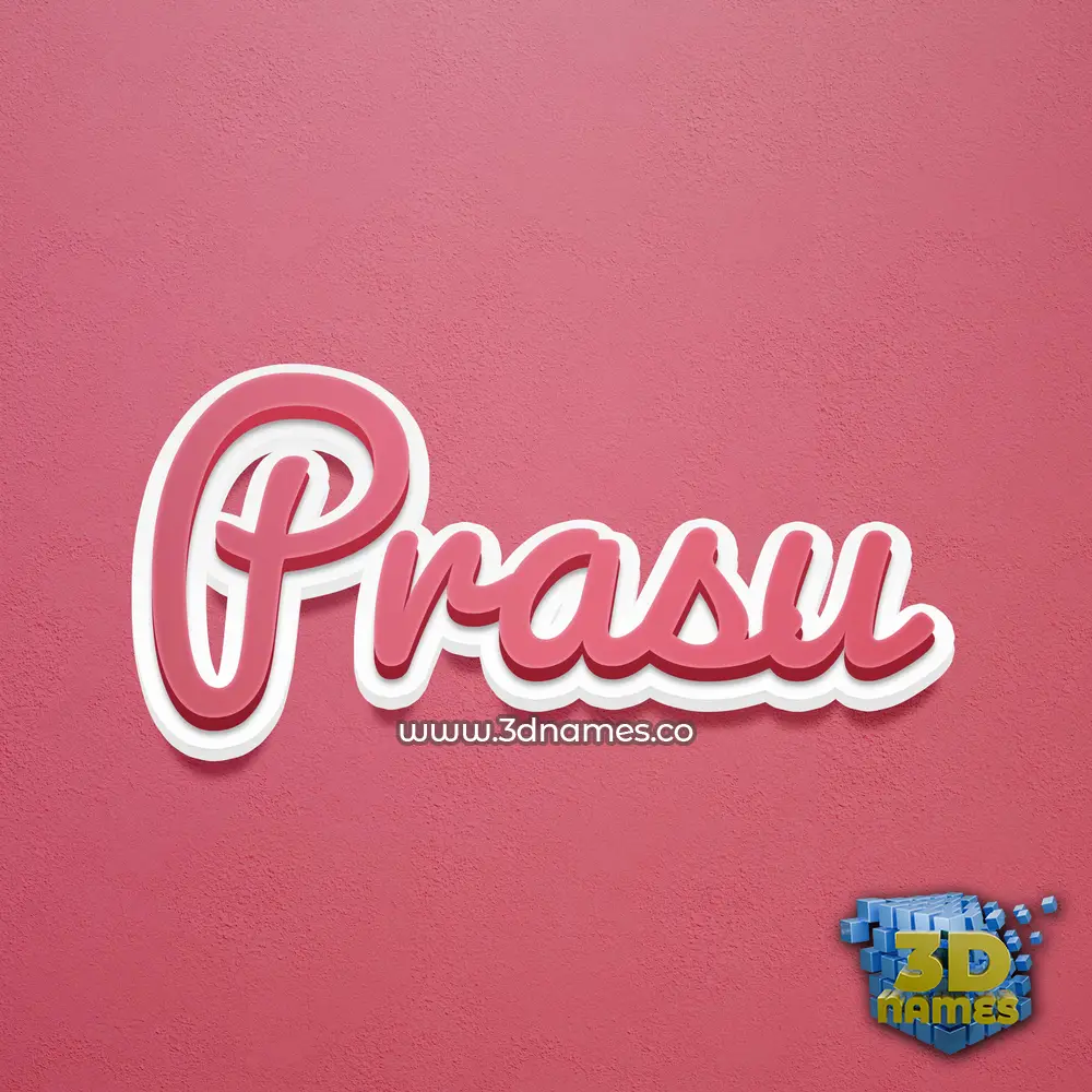 prasu in Red Scribble style - 3D name wallpaper