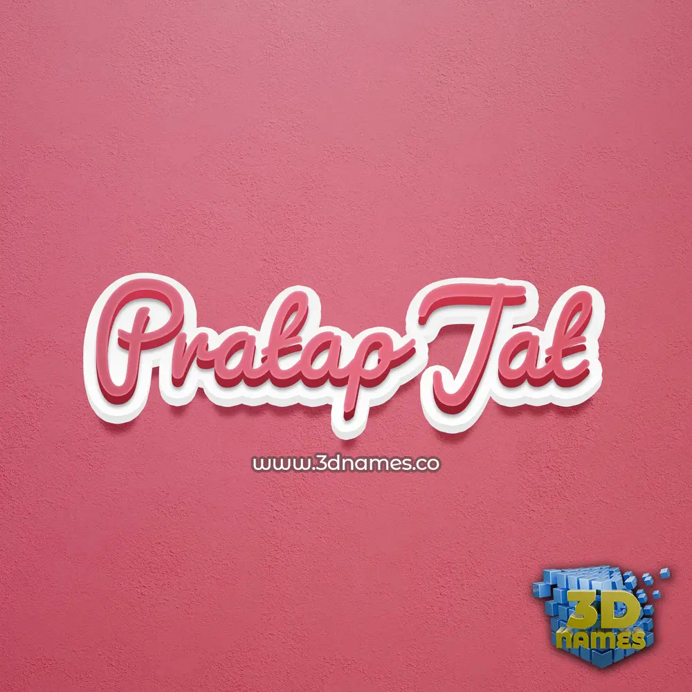 pratap jat in Red Scribble style - 3D name wallpaper