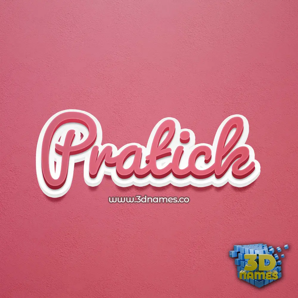pratick in Red Scribble style - 3D name wallpaper