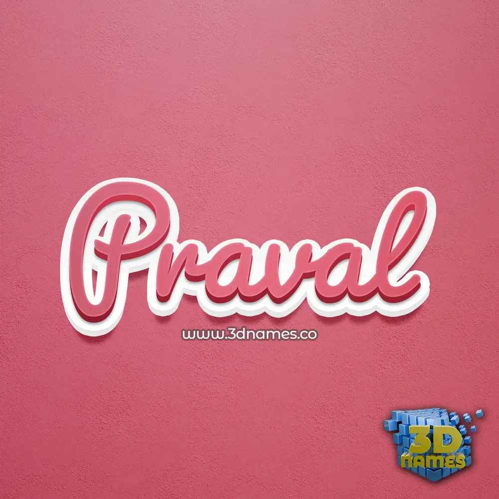 praval in Red Scribble style - 3D name wallpaper