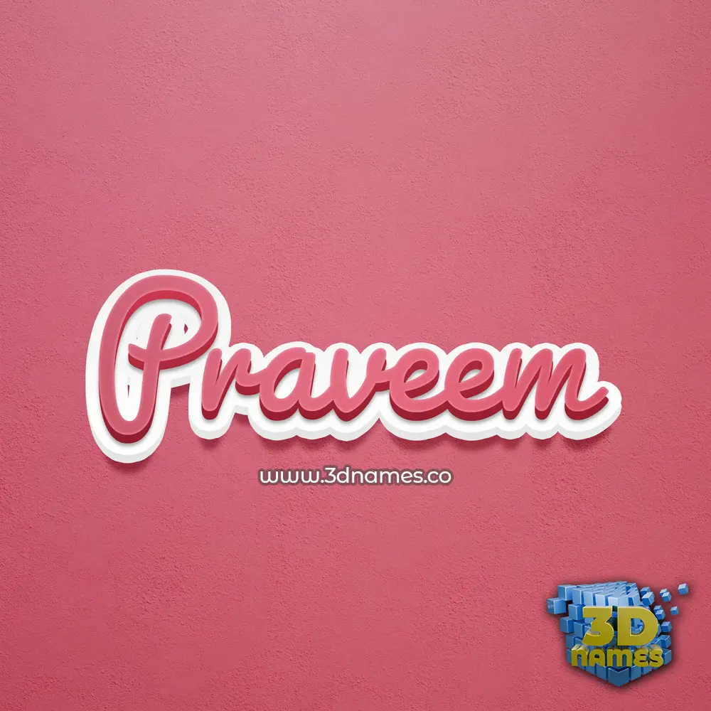 praveem in Red Scribble style - 3D name wallpaper