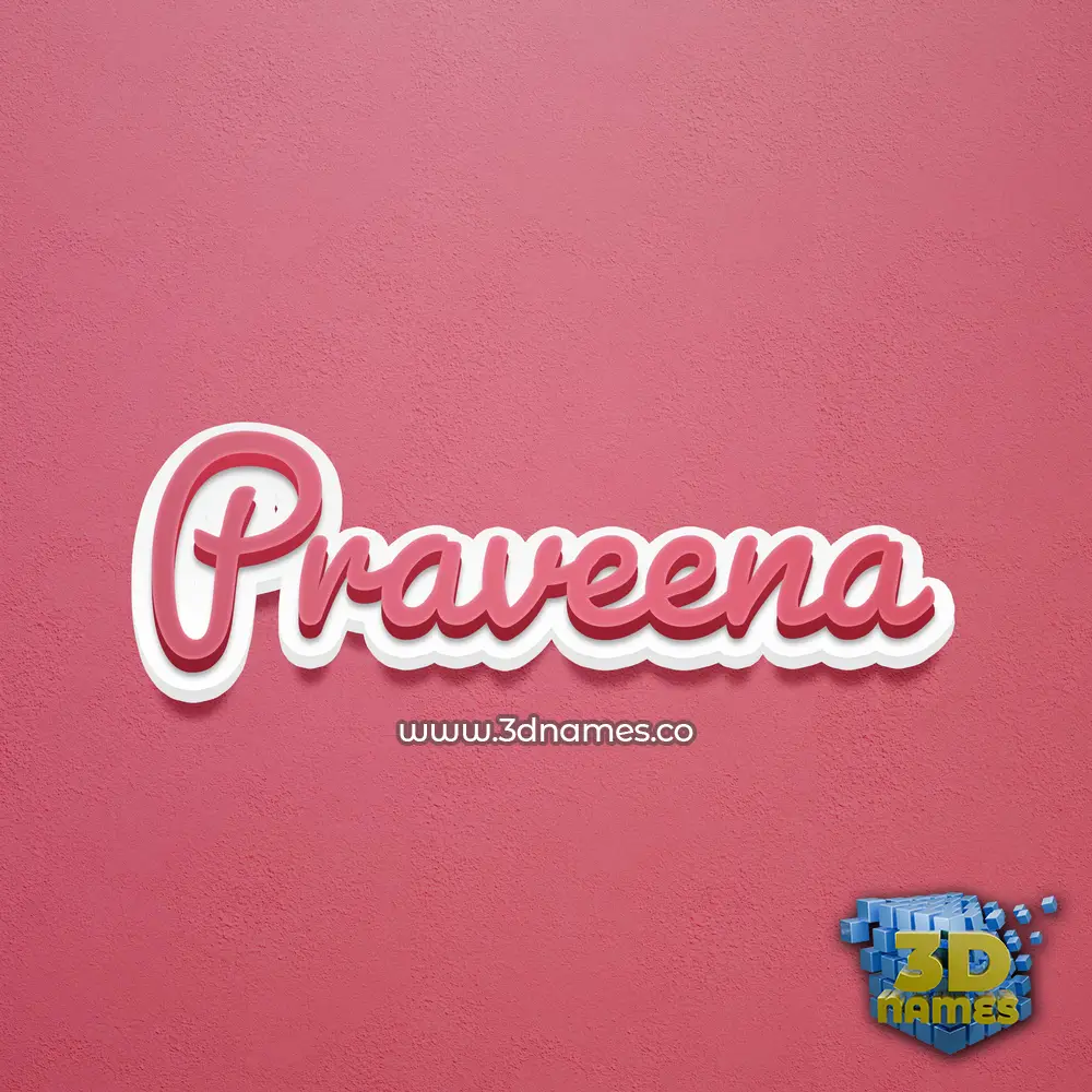 praveena in Red Scribble style - 3D name wallpaper