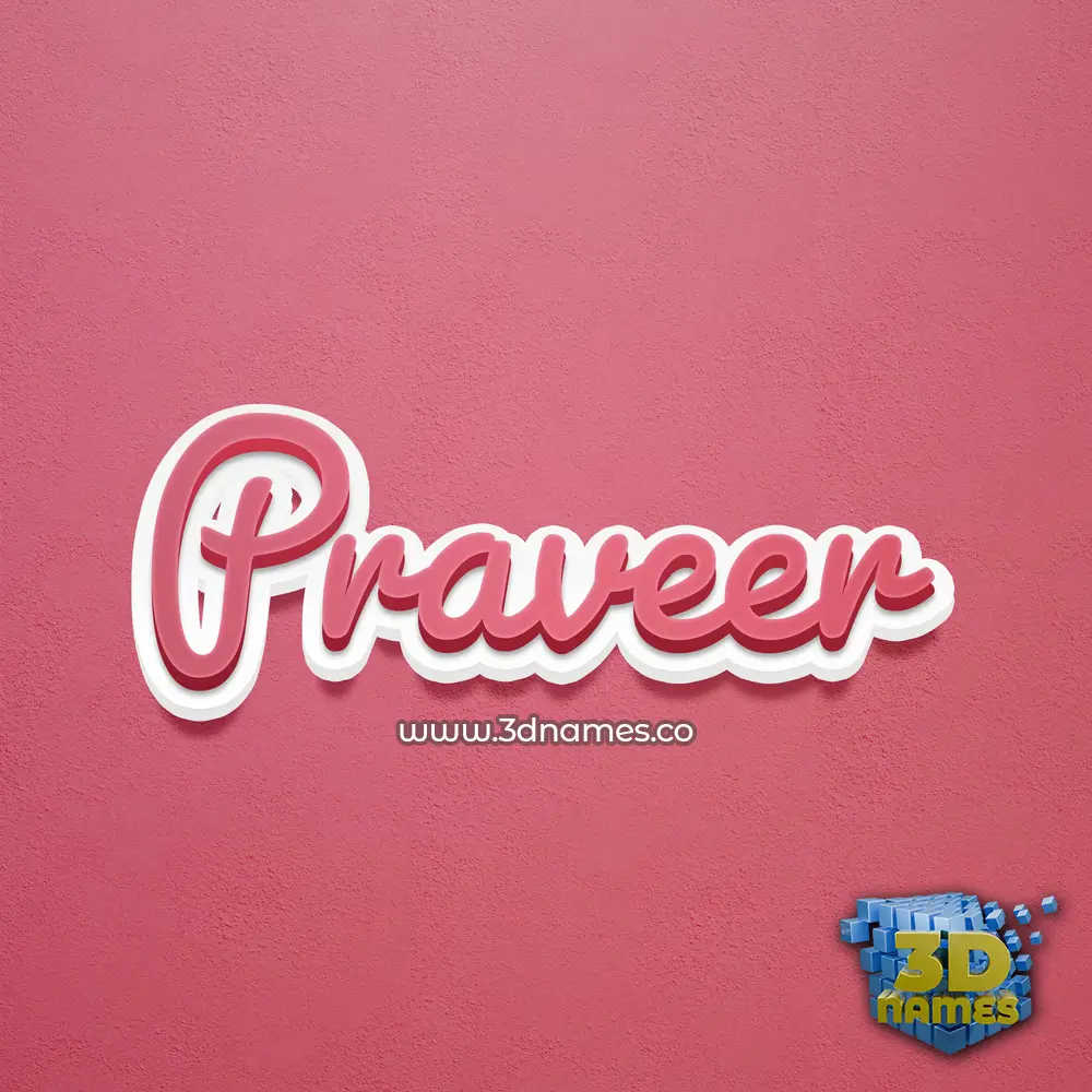 praveer in Red Scribble style - 3D name wallpaper